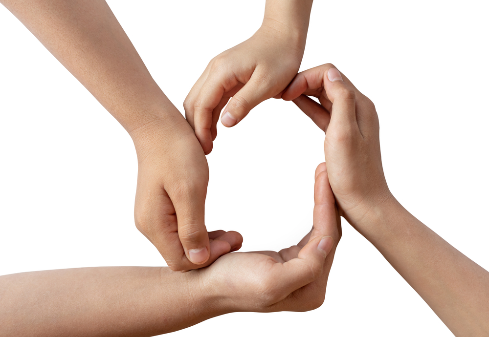Children,Hands,Group,Was,Encircled,Isolated,On,White