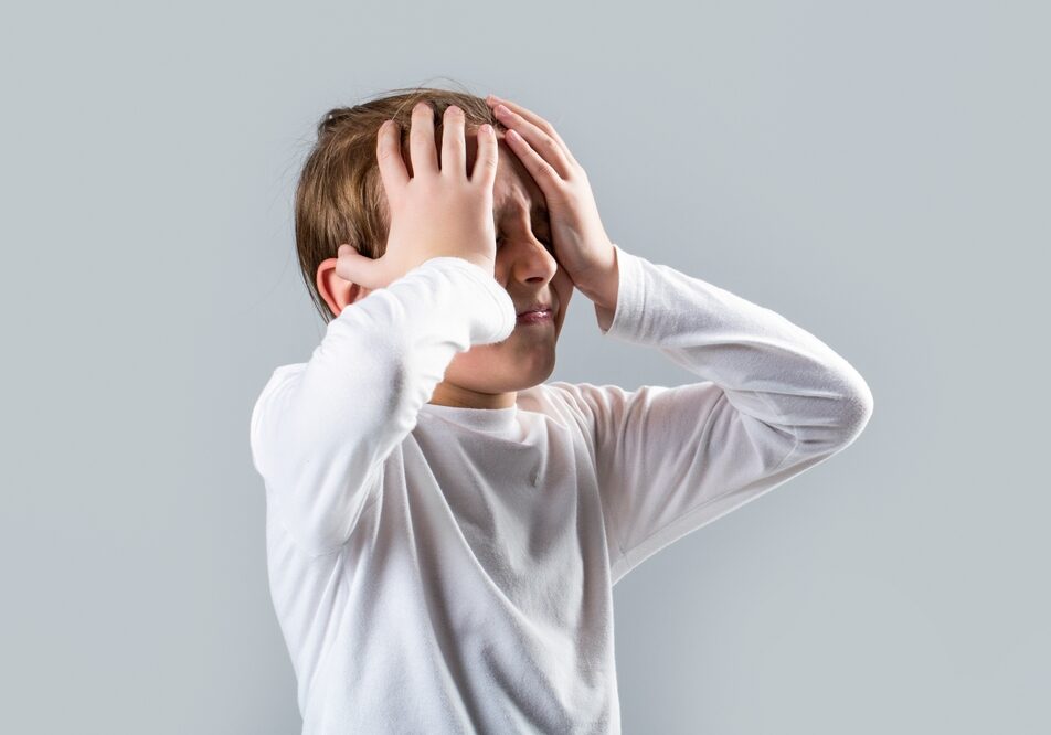 Little,Boy,Having,A,Headache.,Despair,,Tragedy.,Headache,Child.,Suffering